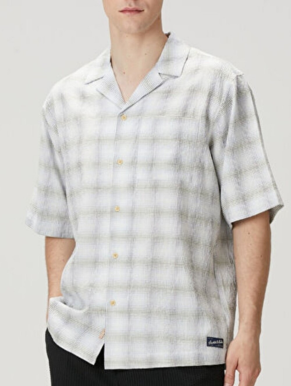 Mens Scotch & Soda Swan Crinkle Check Size M Relaxed NWT $128